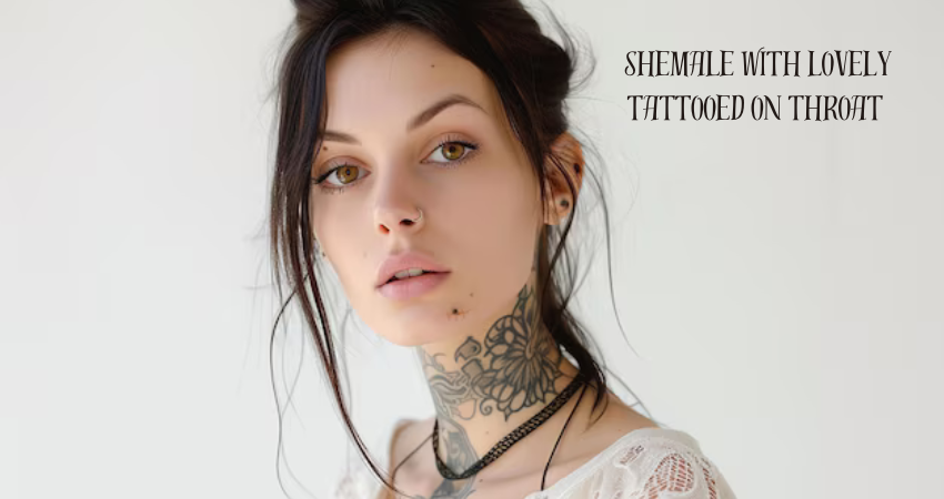 shemale with lovely tattooed on throat 