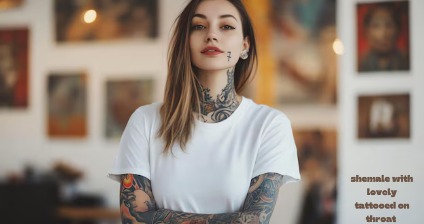 shemale with lovely tattooed on throat 